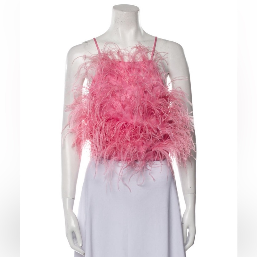 Cult Gaia Pink Feathered Top size S NEW W/Tag